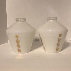 VINTAGE 2 glass shades for a floor to ceiling 1960 lamp Frosted with gold leaves